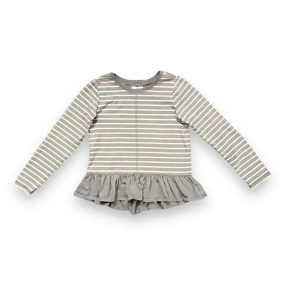 Hanna Andersson | Gray and White Peplum Top (10) 🩶 - Picture 1 of 6